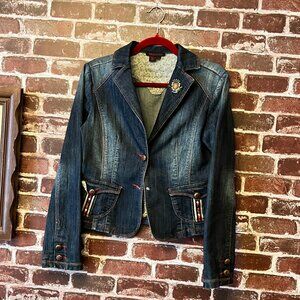 Simon Chang Embellished Denim Blazer